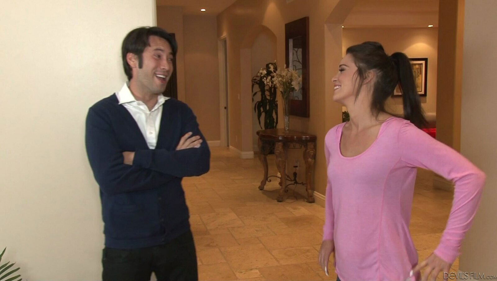 Horny neighbor Dixie Brooks moans while riding giant penis