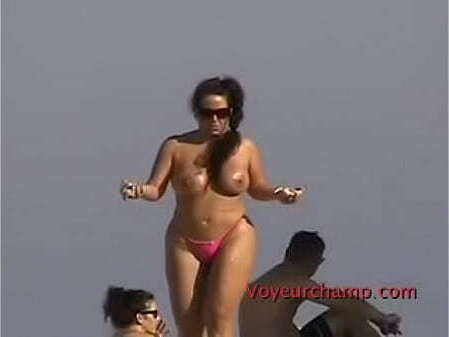 Exhibitionist Wife Anjelica teasing random voyeurs public beach flashing shaved cunt!