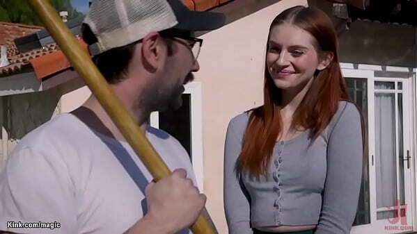 Stepmom makes daughter fuck gardener