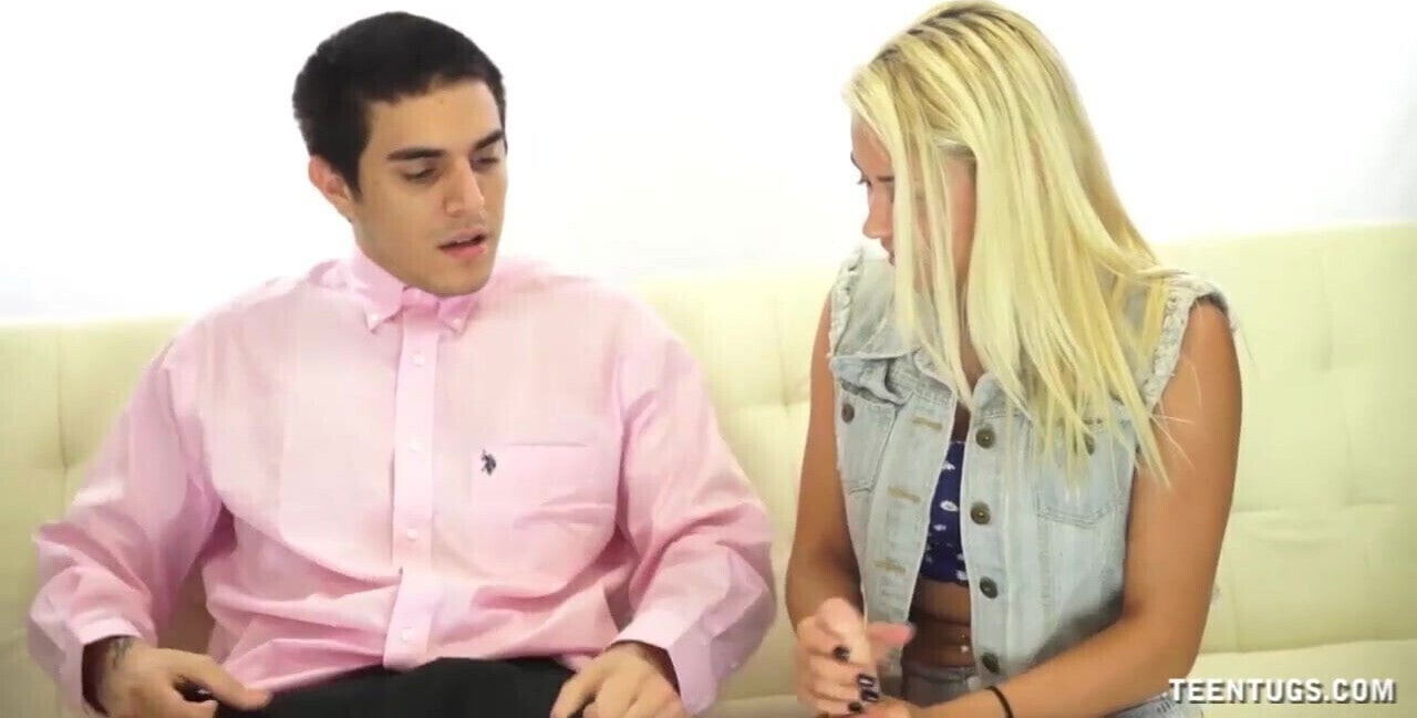 Super Cute Teen Hanjob Couch