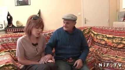 Redhead slut fucked 3some with GrandPa