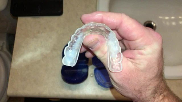 Inserting Filled Night Guard Into Mouth Before Bedtime Taste Sperm Night
