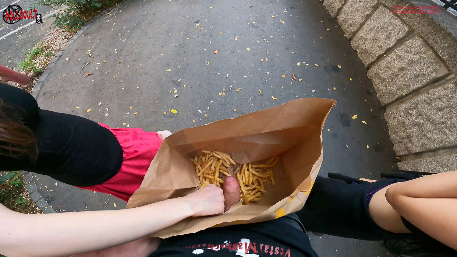 Public double handjob fries bag... I'm jerking