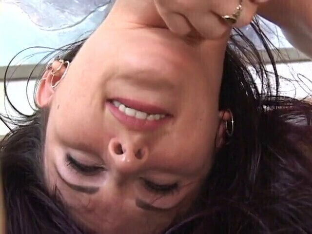 Salacious brunette moans shaved pussy gets drilled