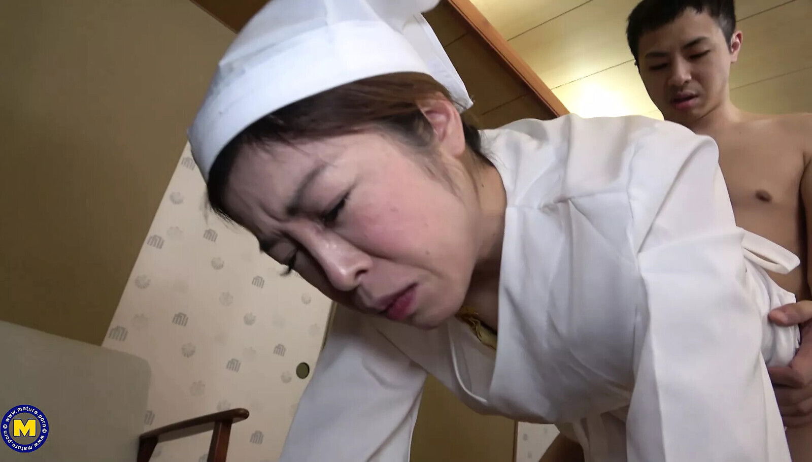 Japanese mature housemaid provides full service client