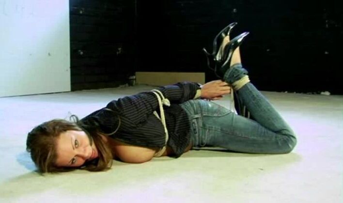 Maya hogtied hopping re-hogtied