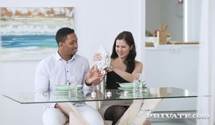 Cassie Fire, wears lingerie interracial