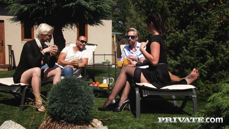 Poolside Orgy Busty Agents