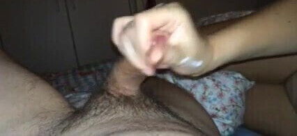 girlfriend gives beautiful handjob