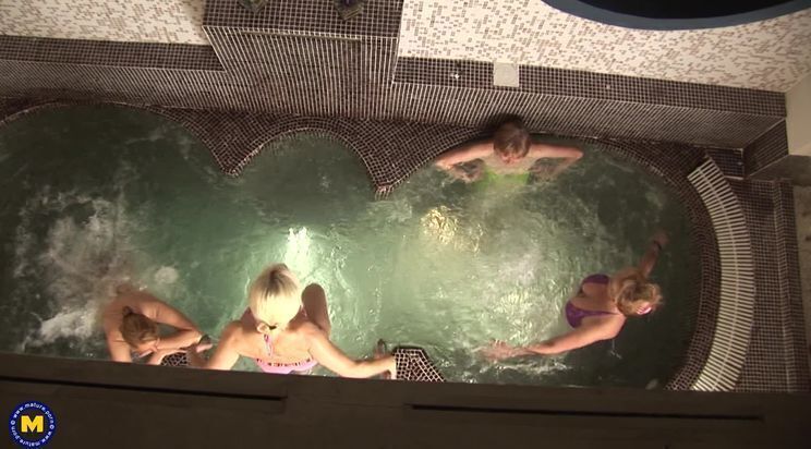 Mature women relaxing sauna