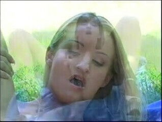 Blond masturbates outdoors