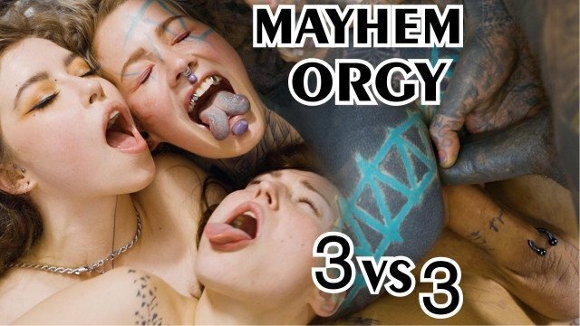 Mayhem orgy, hardcore teen group fuck anal, blowjob, facial alt, goth, punk,