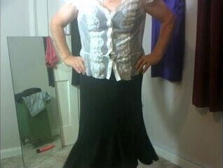 Dee striping and dressing as a policewomen