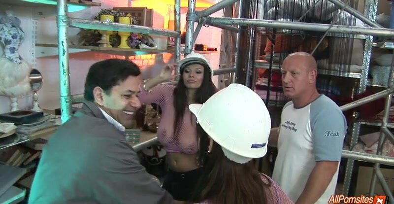 Group fucking with Chantel Ferrera wearing fishnet stockings