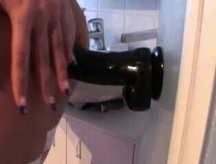 Monster dildo for her sexy Asian ass