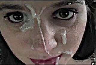 brunette encourages a splattered face