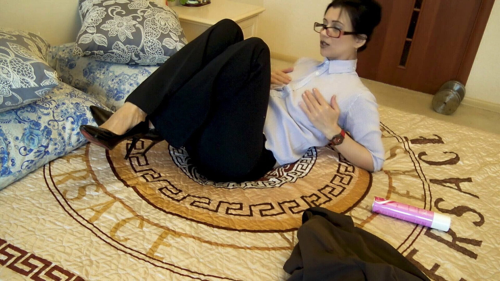 strange wicked woman fucks herself comfort.