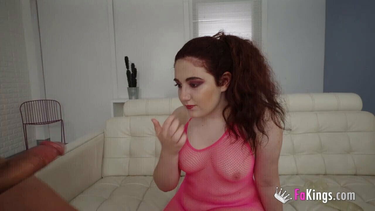 Teenage redhead proves blowjob skill with thick shaft