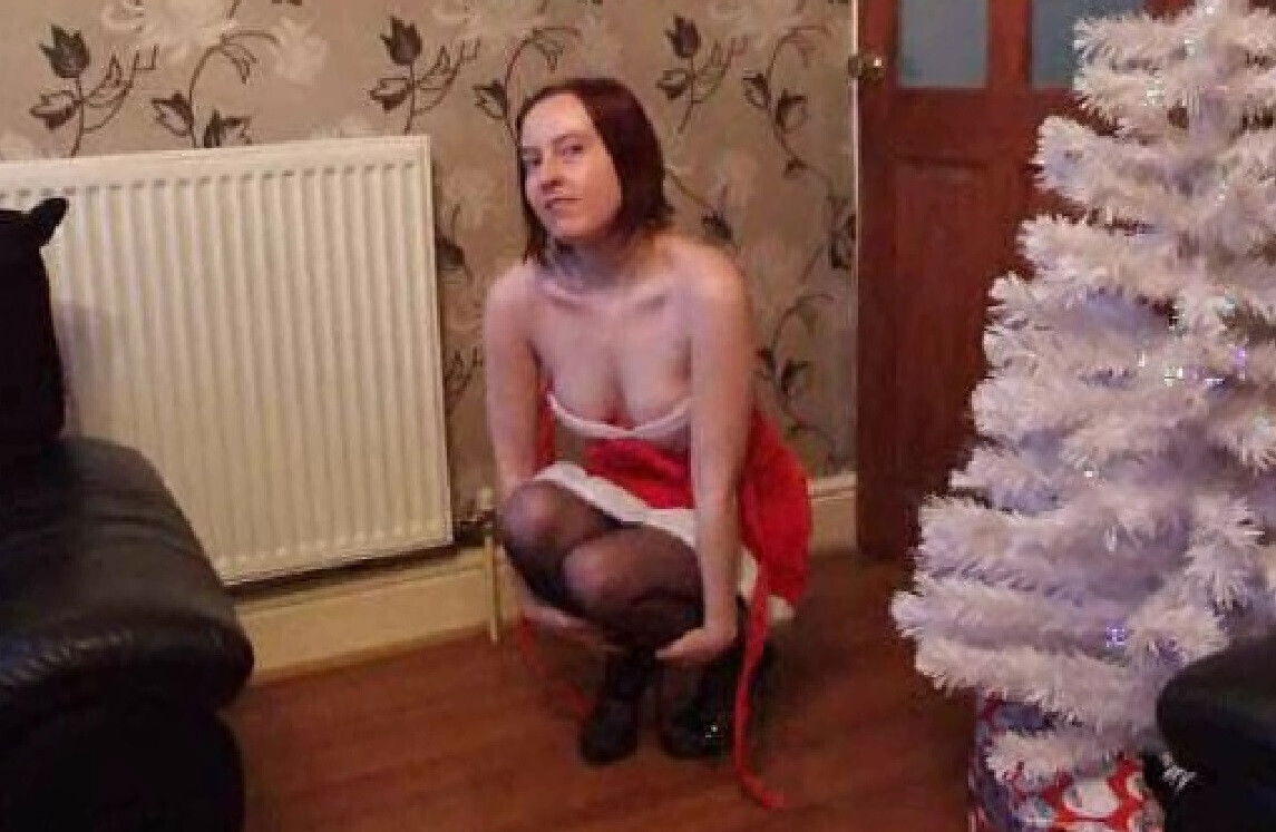 Haley sexy Miss Santa stockings suspenders