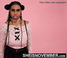 Sheisnovember Behind Scenes! Photo Shoot With Black Crotch, Geek Nerd Pussy Flashing Upskirt wearing Embroidered Thigh Stockgs Pretty Pink Long Sleeve Shirt With Unique Hair Style Cute Young Smile Msnovember