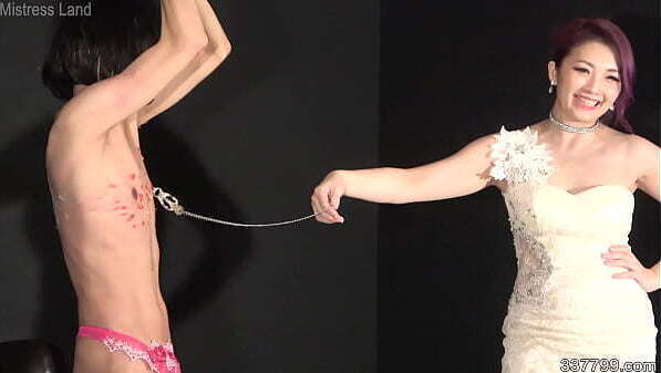 Japanese dominatrix trains transvestite slave hotwax foot worship