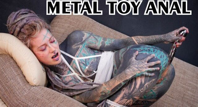Tattoo girl masturbating with STEEL TOY, masturbation, gape, prolapse, alternative, goth