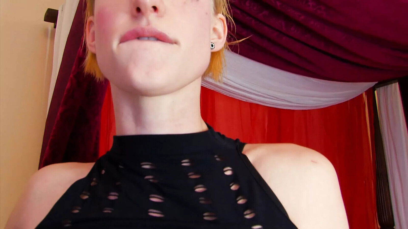 blonde with boobs black lingerie heels