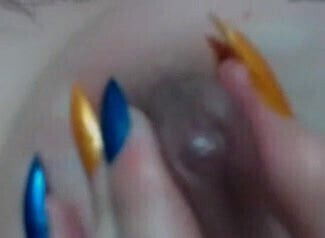 Pregnant girl milks her tits, plays with self