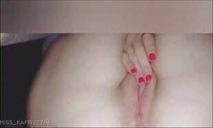 Sexy young babe plays with her tits and masturbates pussy