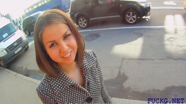 Mischievous young Rita Jalace blows slim