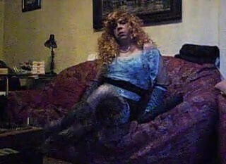 tranny jerking on sofa