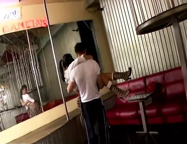 Latina schoolgirl pole dancer with pigtails sucks fucks