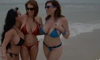 Charlee, Holly and Sara MILFs on the Beach FUCK