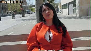 Pickedup busty Latina sucks dick in POV before outdoor sex