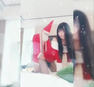 Horny Asian Ladyboy sucking and getting fucked by Santa Claus ho ho ho!