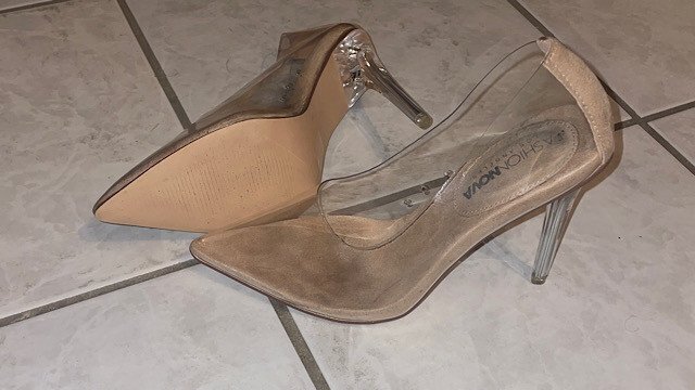 Destroying cumming clear heels.