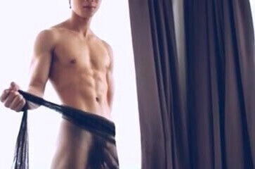 Asian Jock poses, wanks