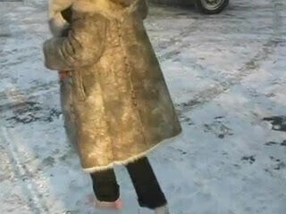 barefoot in the snow