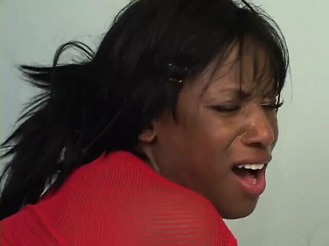 Black stud fucks ebony whore's butt then gives facial