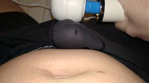 Hitachi Wand Vibrating Dick Through Boxers Vegaslife486