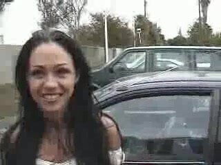 Busty Cherokee sucks and fucks in a van