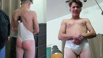 Twink gets Surprise Wedgie while being Spanked