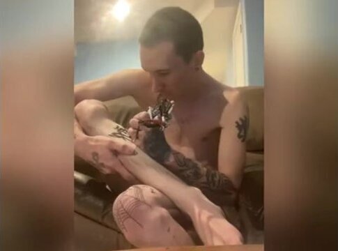 Tattooing myself naked! Horny needing