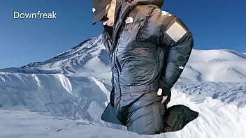 Humping North Face Down Suit Cumming Silky Soft Nylon