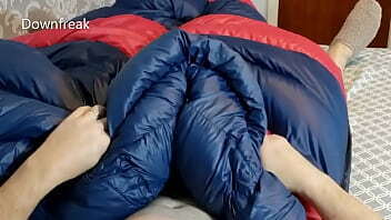 Humping Favourite Down sleeingbag. Down Jacket Fetish Masturbation