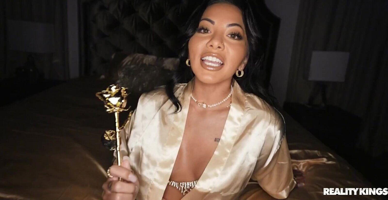 Glamorous Asian chick with takes care