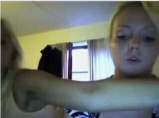 lesbian blondes kissing in webcam