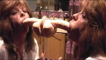 Milf deepthroats mounted dildo