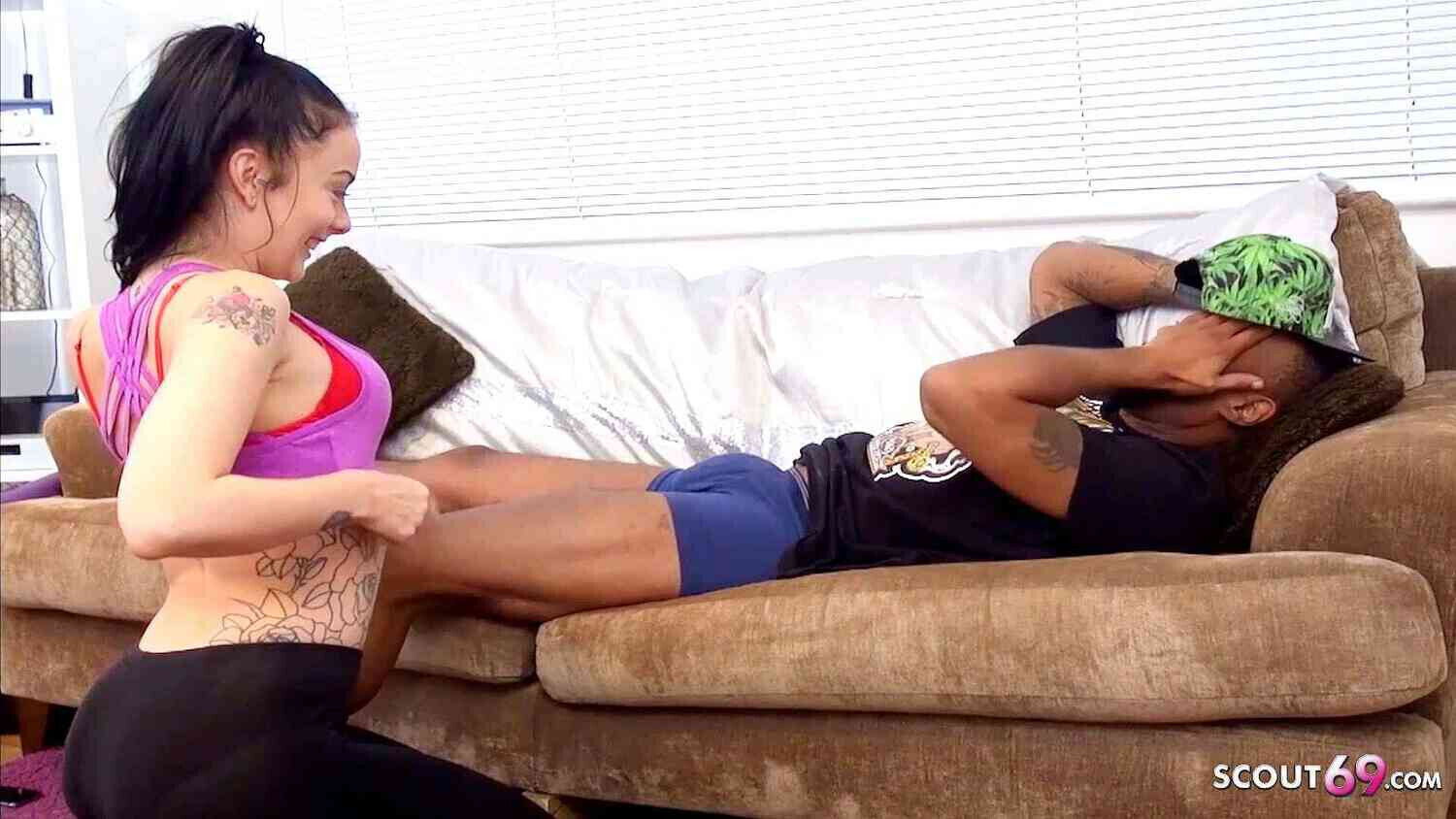 SKINNY SISTER CAUGHT STEPBRO WITH BULGE SEDUCED FUCK