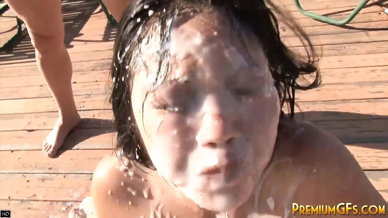 Kaiya Lynn with tight pussy Blowbang Outdoor